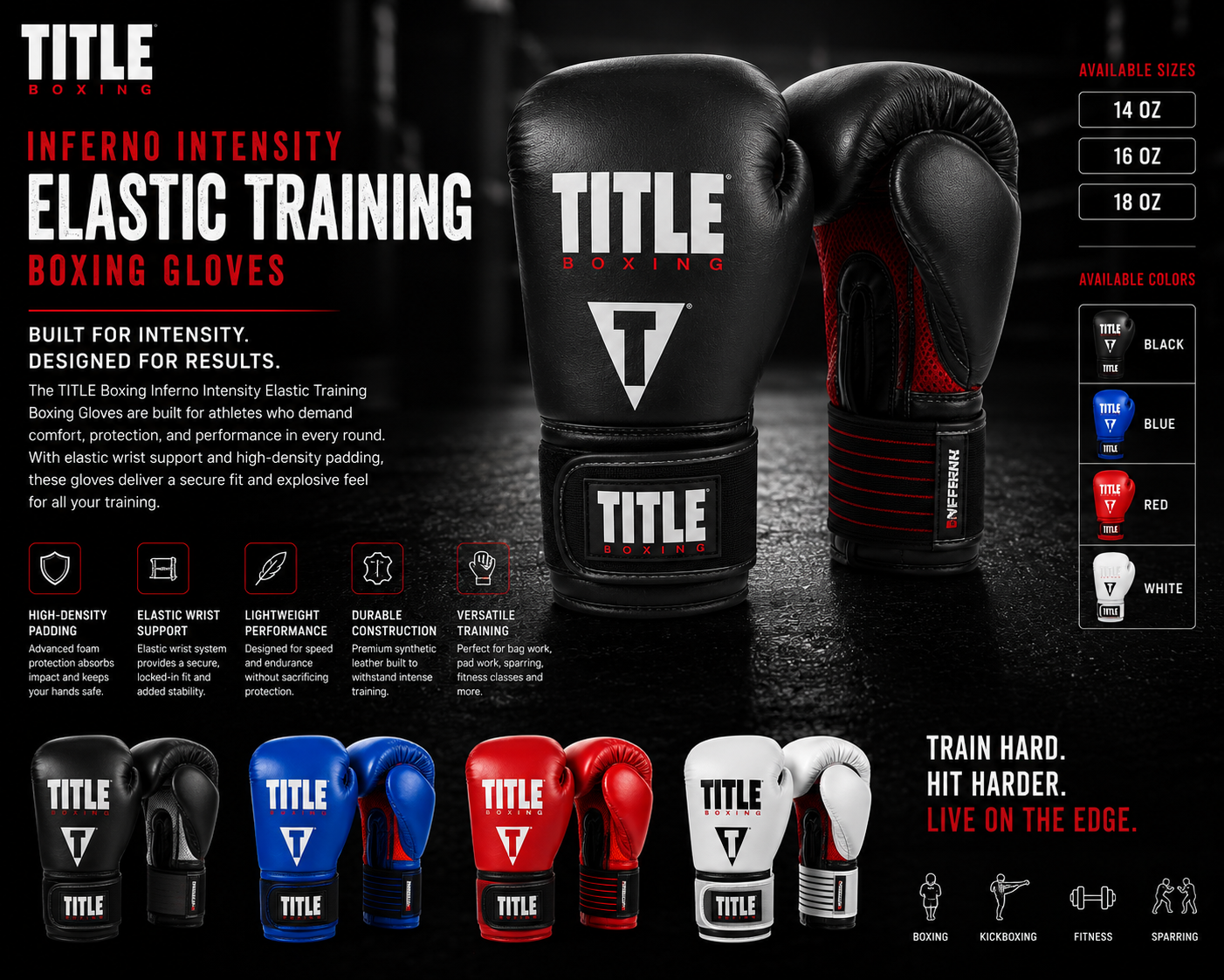 TITLE Boxing Inferno Intensity Elastic Training Boxing Gloves