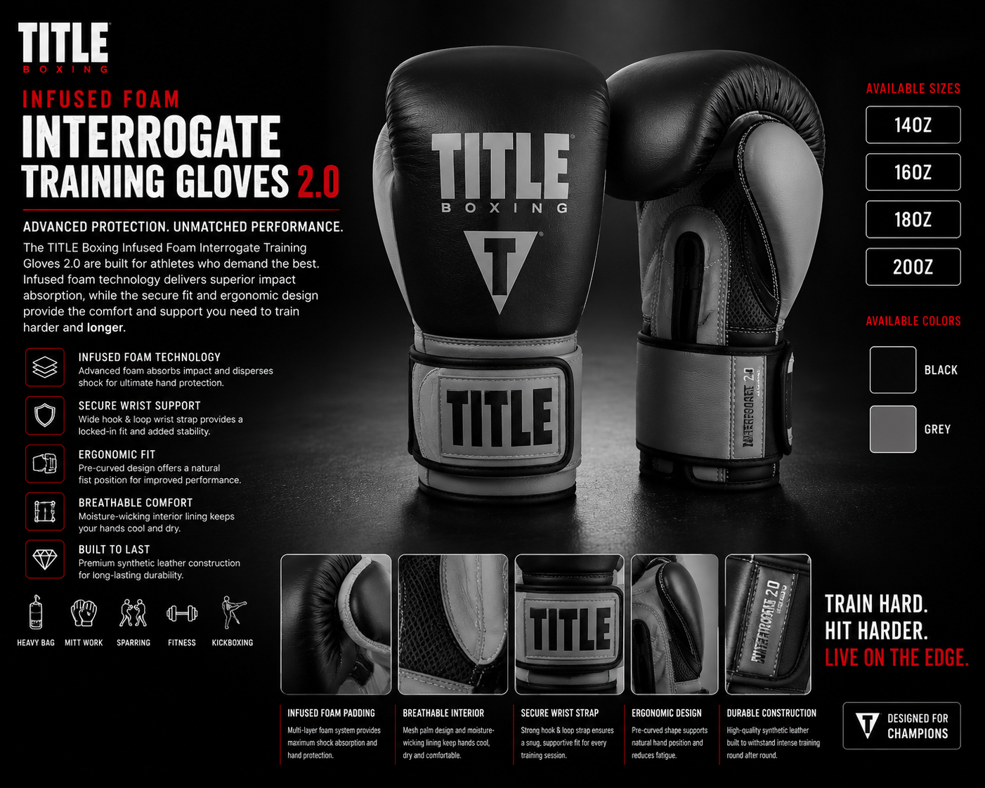 TITLE Boxing Infused Foam Interrogate Training Boxing Gloves 2.0
